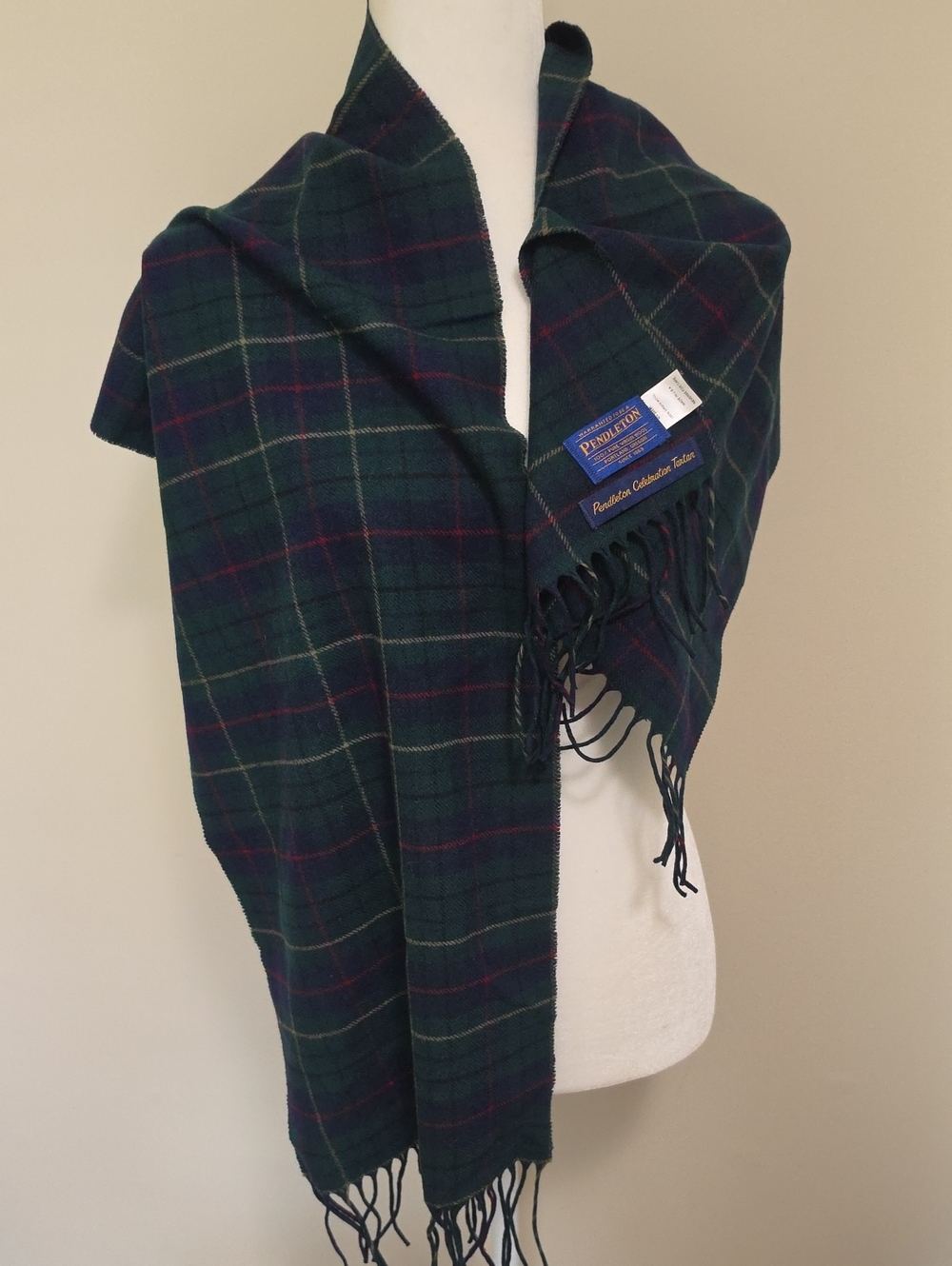 Vintage Pendleton 100% Virgin Wool Scarf - Celebration Tartan (Made in USA)